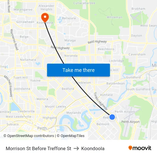 Morrison St Before Treffone St to Koondoola map