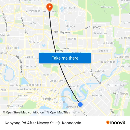 Kooyong Rd After Newey St to Koondoola map