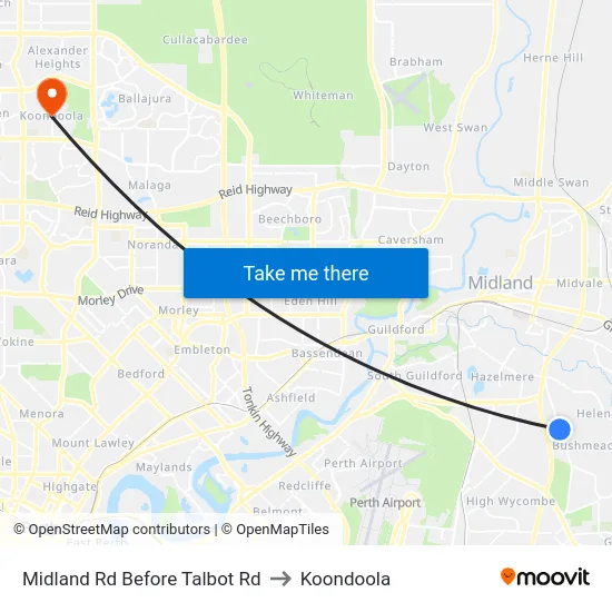Midland Rd Before Talbot Rd to Koondoola map