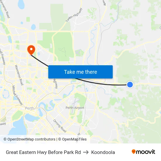 Great Eastern Hwy Before Park Rd to Koondoola map