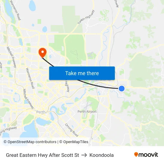 Great Eastern Hwy After Scott St to Koondoola map