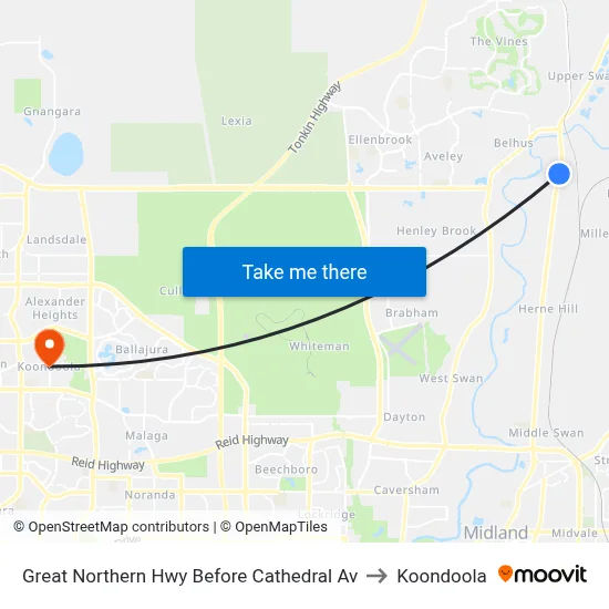Great Northern Hwy Before Cathedral Av to Koondoola map