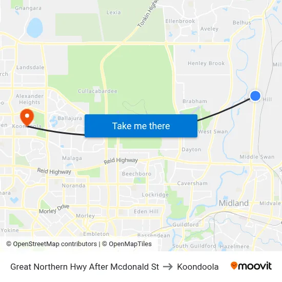 Great Northern Hwy After Mcdonald St to Koondoola map