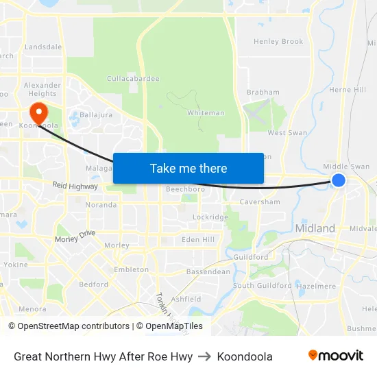 Great Northern Hwy After Roe Hwy to Koondoola map
