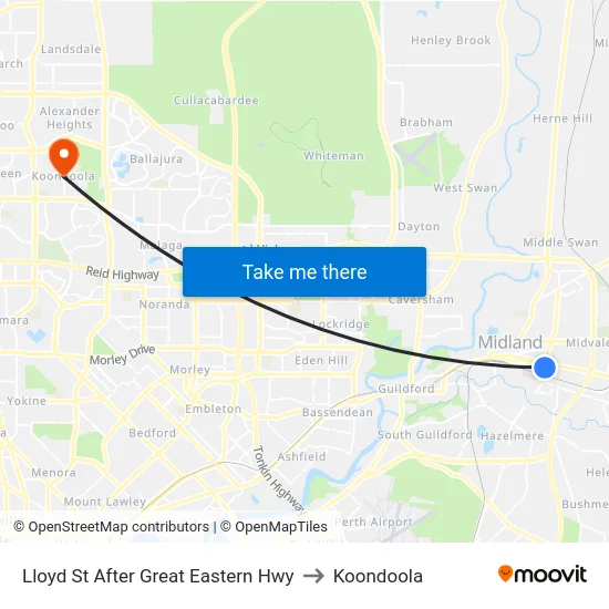 Lloyd St After Great Eastern Hwy to Koondoola map