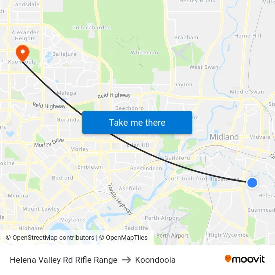 Helena Valley Rd Rifle Range to Koondoola map
