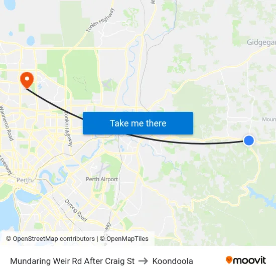Mundaring Weir Rd After Craig St to Koondoola map