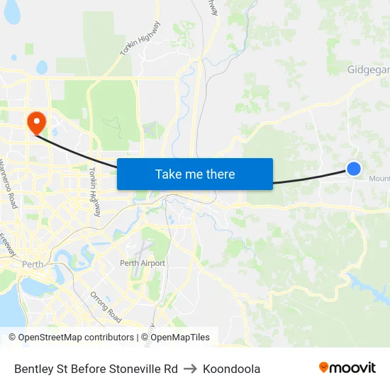Bentley St Before Stoneville Rd to Koondoola map