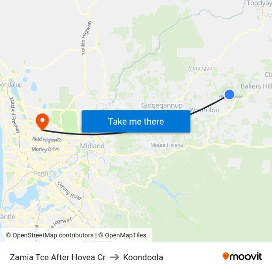 Zamia Tce After Hovea Cr to Koondoola map