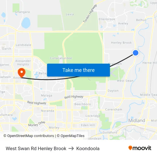 West Swan Rd Henley Brook to Koondoola map