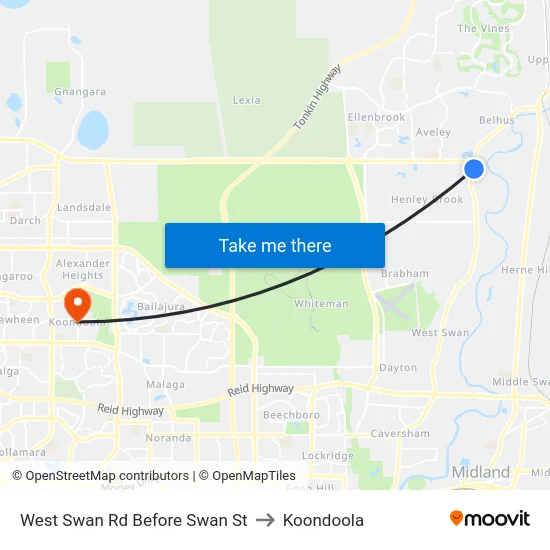 West Swan Rd Before Swan St to Koondoola map