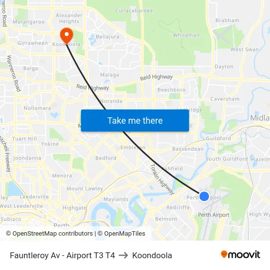 Fauntleroy Av  - Airport T3 T4 to Koondoola map