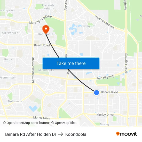 Benara Rd After Holden Dr to Koondoola map
