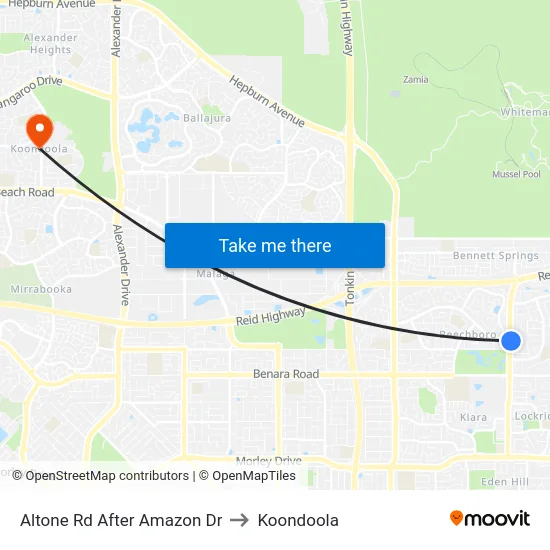 Altone Rd After Amazon Dr to Koondoola map