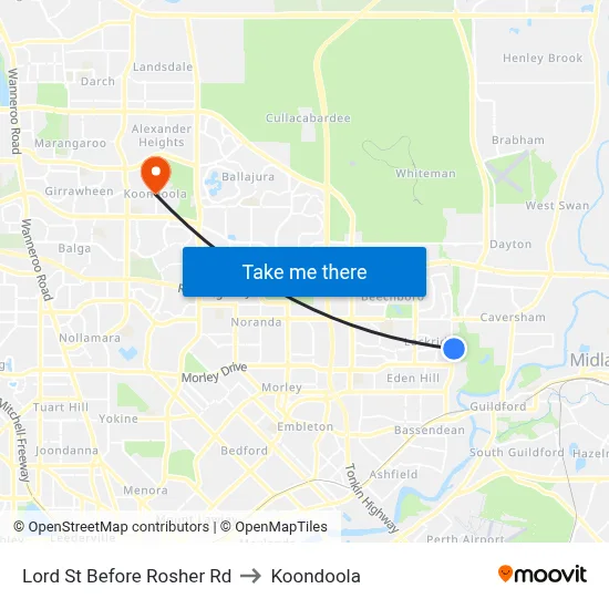 Lord St Before Rosher Rd to Koondoola map