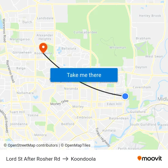 Lord St After Rosher Rd to Koondoola map