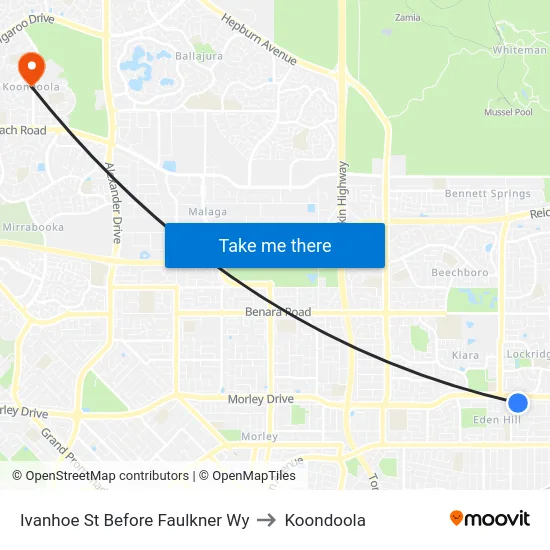 Ivanhoe St Before Faulkner Wy to Koondoola map