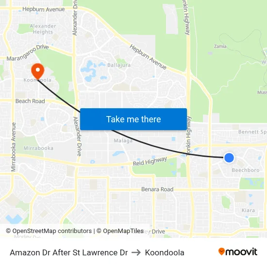 Amazon Dr After St Lawrence Dr to Koondoola map