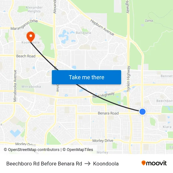 Beechboro Rd Before Benara Rd to Koondoola map
