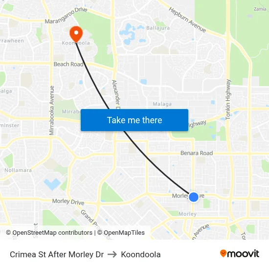 Crimea St After Morley Dr to Koondoola map