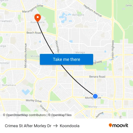 Crimea St After Morley Dr to Koondoola map