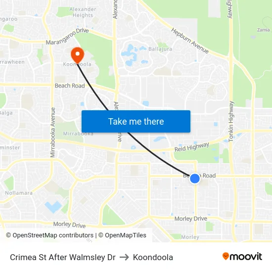Crimea St After Walmsley Dr to Koondoola map