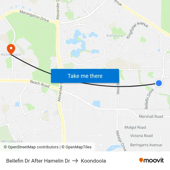Bellefin Dr After Hamelin Dr to Koondoola map