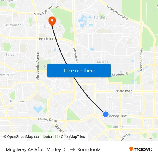 Mcgilvray Av After Morley Dr to Koondoola map