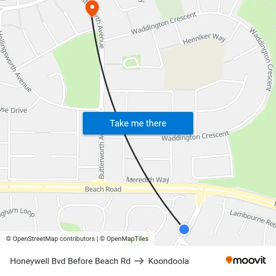 Honeywell Bvd Before Beach Rd to Koondoola map
