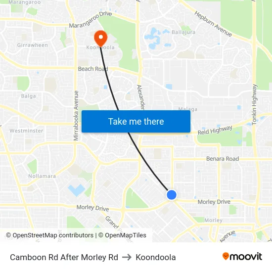 Camboon Rd After Morley Rd to Koondoola map