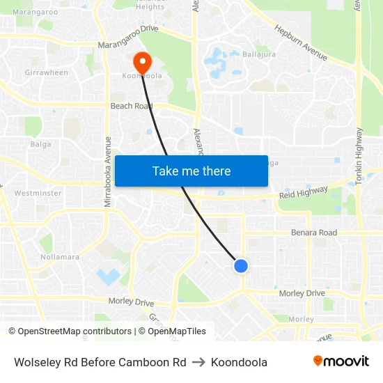 Wolseley Rd Before Camboon Rd to Koondoola map