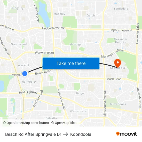 Beach Rd After Springvale Dr to Koondoola map