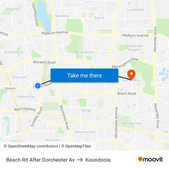 Beach Rd After Dorchester Av to Koondoola map