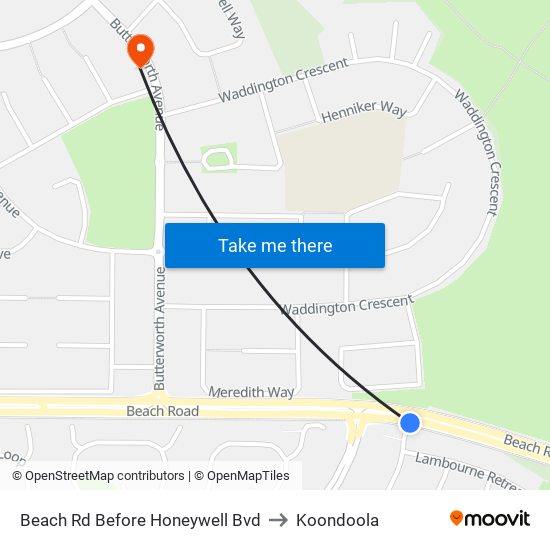 Beach Rd Before Honeywell Bvd to Koondoola map