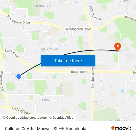 Culloton Cr After Muswell St to Koondoola map