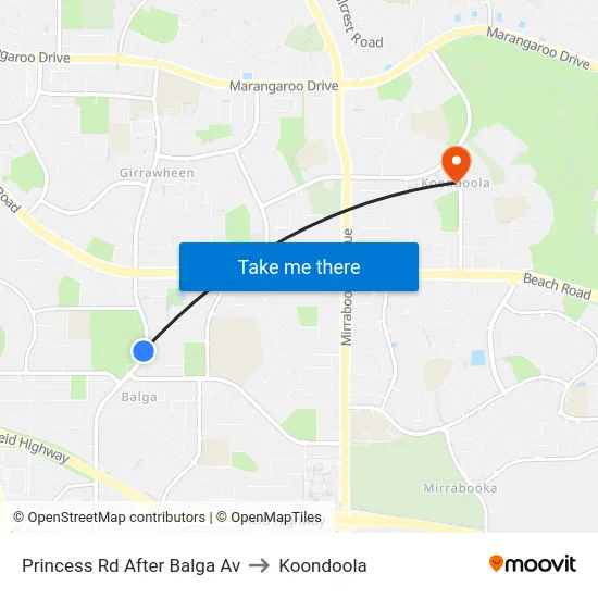 Princess Rd After Balga Av to Koondoola map