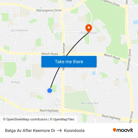 Balga Av After Keemore Dr to Koondoola map
