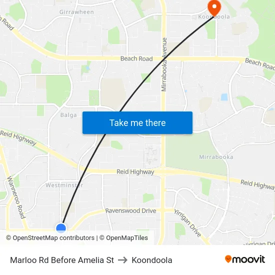 Marloo Rd Before Amelia St to Koondoola map