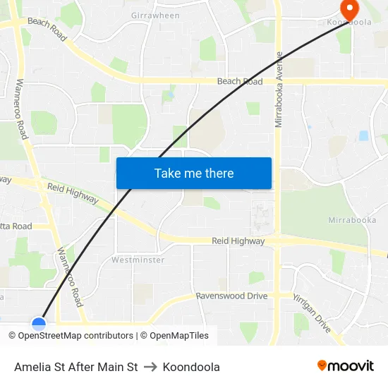 Amelia St After Main St to Koondoola map