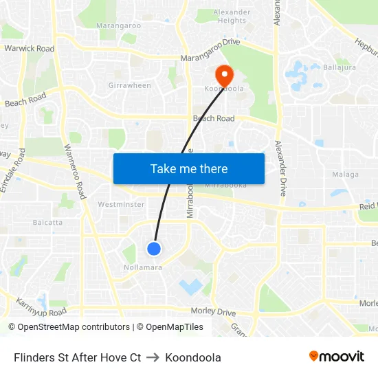 Flinders St After Hove Ct to Koondoola map
