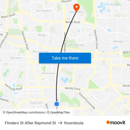 Flinders St After Raymond St to Koondoola map