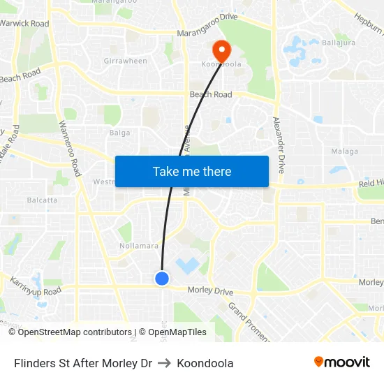 Flinders St After Morley Dr to Koondoola map