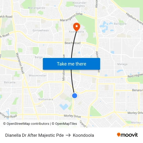 Dianella Dr After Majestic Pde to Koondoola map