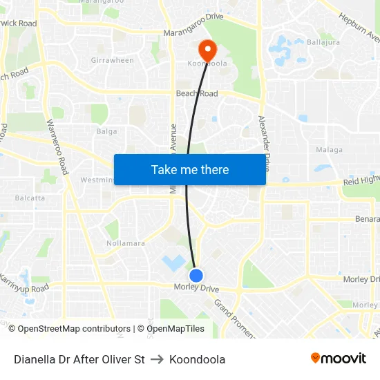 Dianella Dr After Oliver St to Koondoola map
