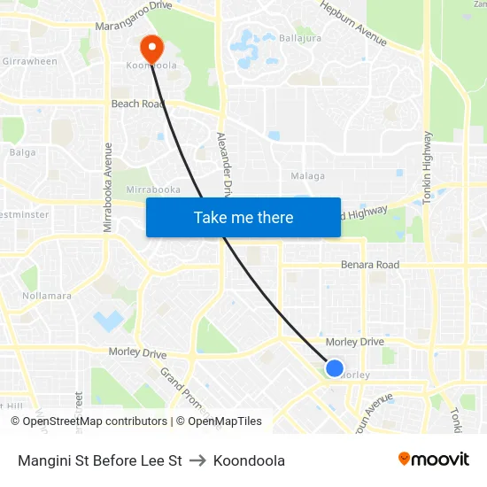 Mangini St Before Lee St to Koondoola map