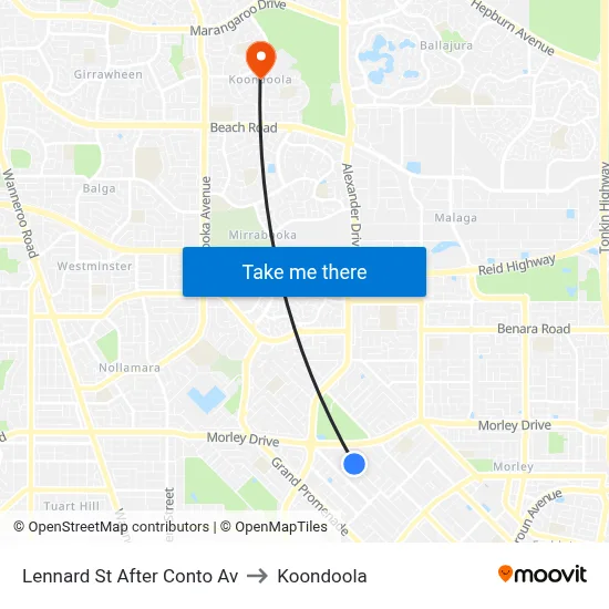 Lennard St After Conto Av to Koondoola map