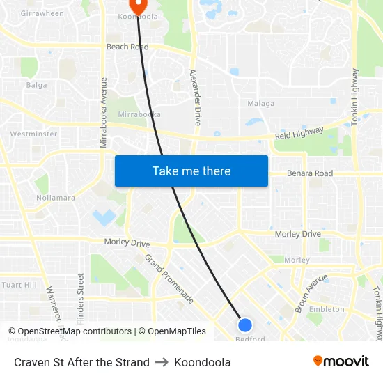 Craven St After the Strand to Koondoola map