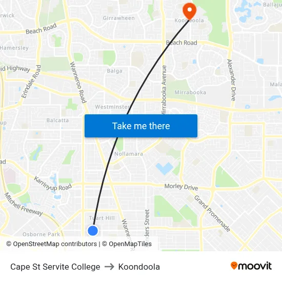 Cape St Servite College to Koondoola map