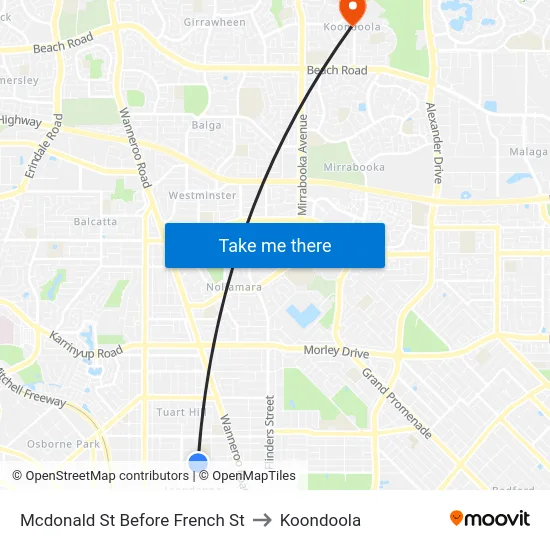 Mcdonald St Before French St to Koondoola map