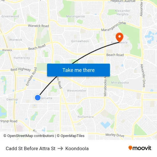 Cadd St Before Attra St to Koondoola map